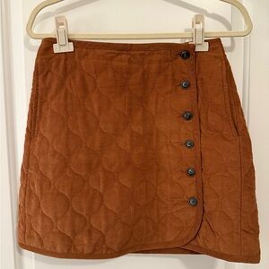 Madewell Quilted Tan Button Skirt
